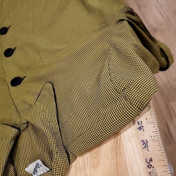 Vintage Cftc Studio Black and Yellow/green Check A-line Button Down Collared Top - Picture 10 of 13
